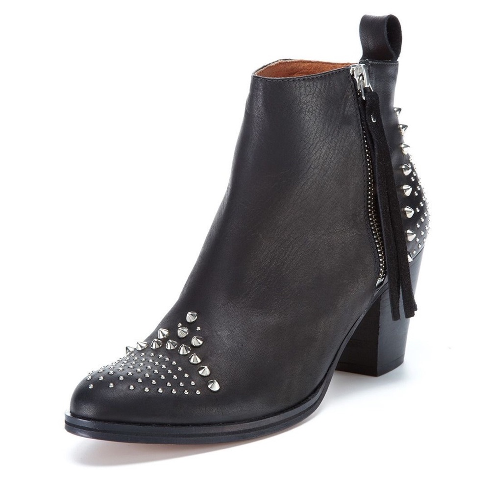 Sandro Studded Black Leather Ankle Booties